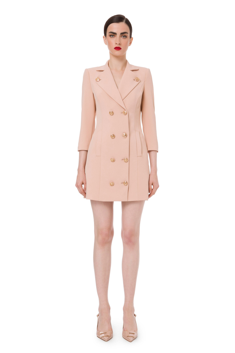 Double-breasted coat dress with logoed buttons - Robe Manteau | Elisabetta Franchi® Outlet