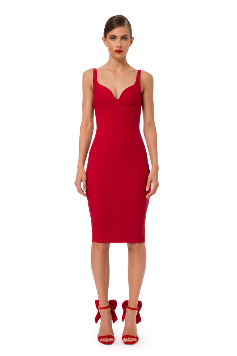 Sheath dress with round neck - Red Velvet | Elisabetta Franchi® Outlet
