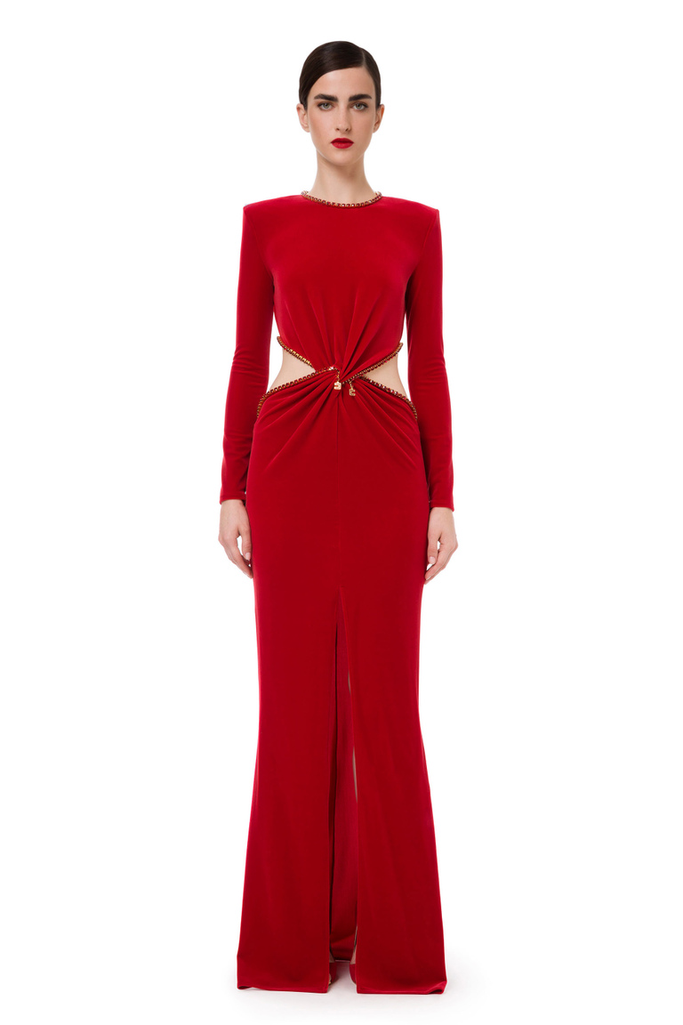 Red Carpet dress in flowing velvet - Red Velvet | Elisabetta Franchi® Outlet