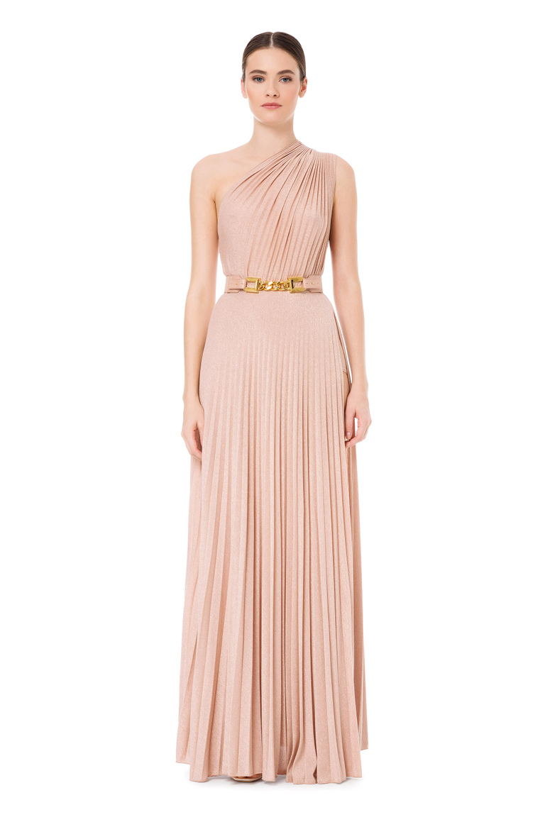 Einschultriges Kleid aus Lurex mit Kette - Dresses | Elisabetta Franchi® Outlet