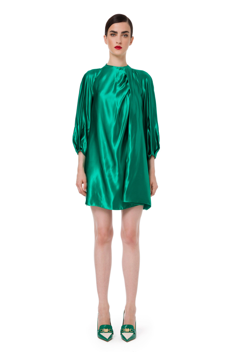 Draped satin shift dress - Mini Dresses | Elisabetta Franchi® Outlet