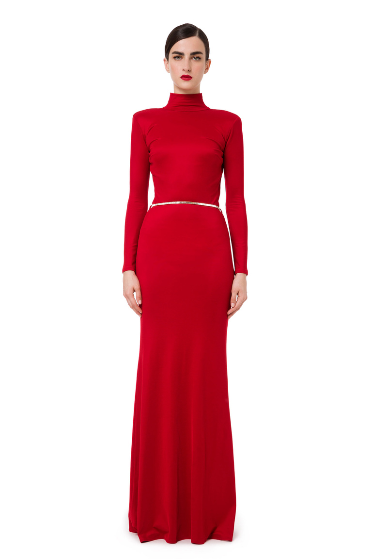 Red Carpet dress with rhinestones chain - Red Velvet | Elisabetta Franchi® Outlet
