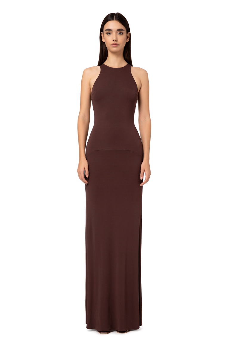 Red carpet dress in jersey with neckline on the back - New Now | Elisabetta Franchi® Outlet
