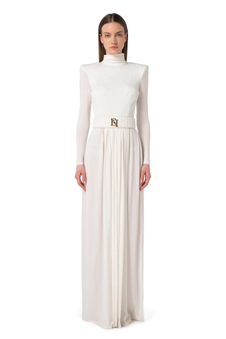 Red Carpet dress in jersey with embossed embroidery - Red Carpet | Elisabetta Franchi® Outlet