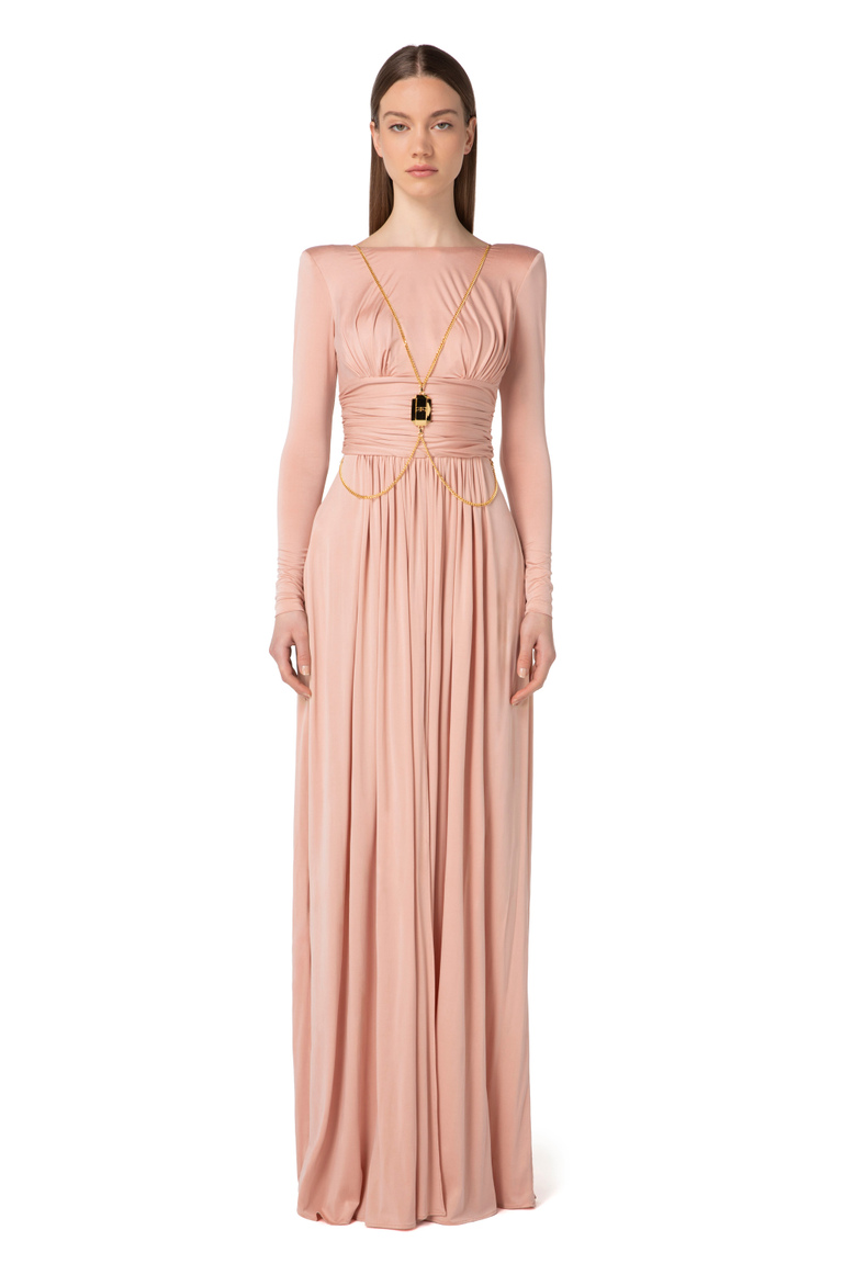 Red Carpet dress in jersey with accessory - Red Carpet | Elisabetta Franchi® Outlet