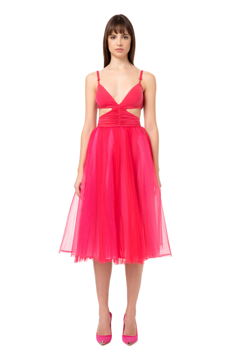 Midi dress with tulle skirt - Dresses | Elisabetta Franchi® Outlet