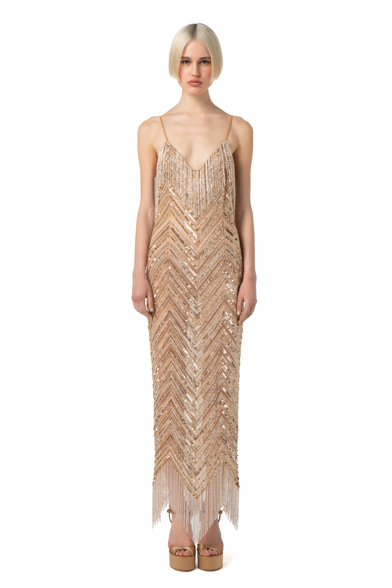 Tulle Red Carpet dress with embroidered sequins - Red Carpet | Elisabetta Franchi® Outlet