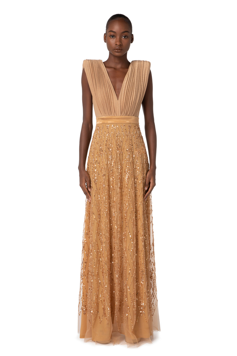 Red Carpet dress in jersey with diamond embroidery - Red Carpet | Elisabetta Franchi® Outlet