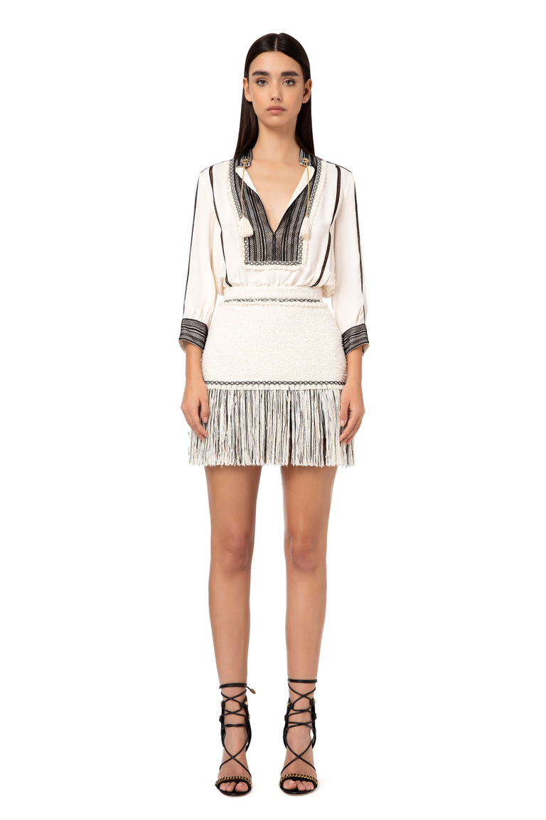 Kleid aus zweifarbigem Tweed - Minikleider | Elisabetta Franchi® Outlet