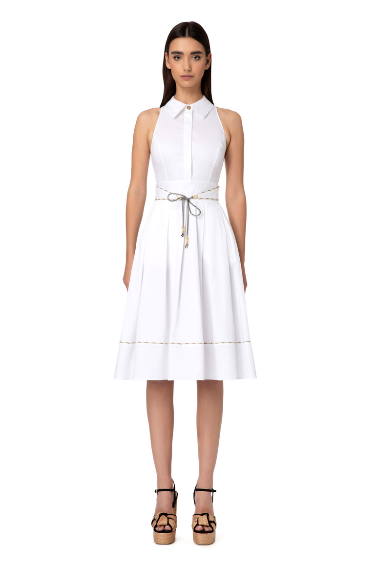 Shirt-dress with pleated skirt - Midi Dress | Elisabetta Franchi® Outlet