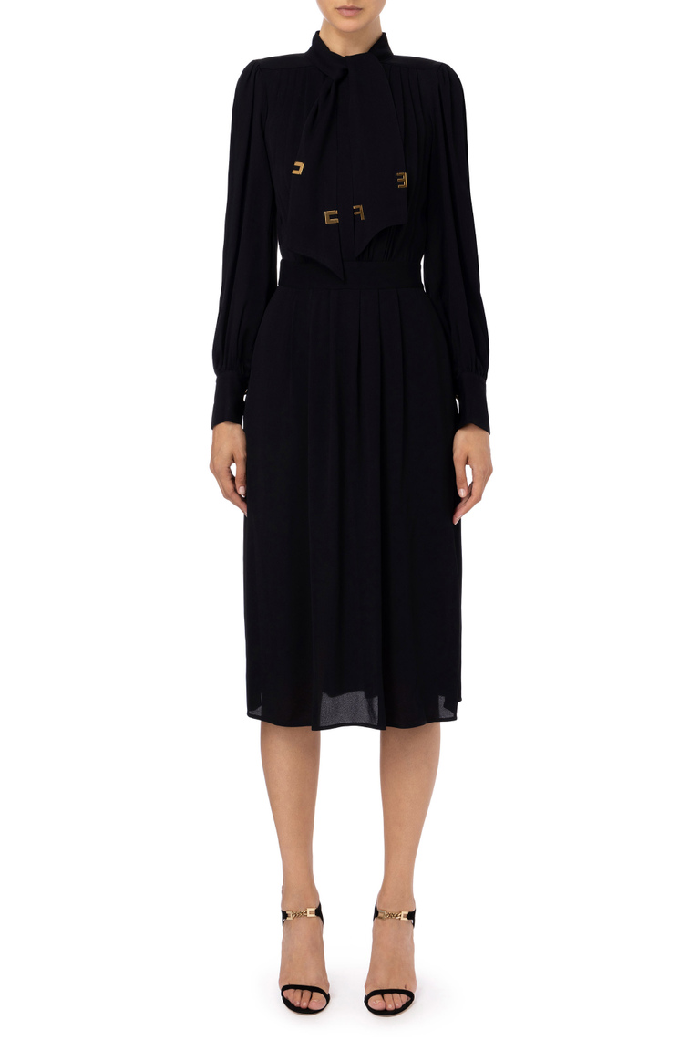 Hemdblusenkleid aus Georgette mit Tuchschal - Kleider & Overalls | Elisabetta Franchi® Outlet