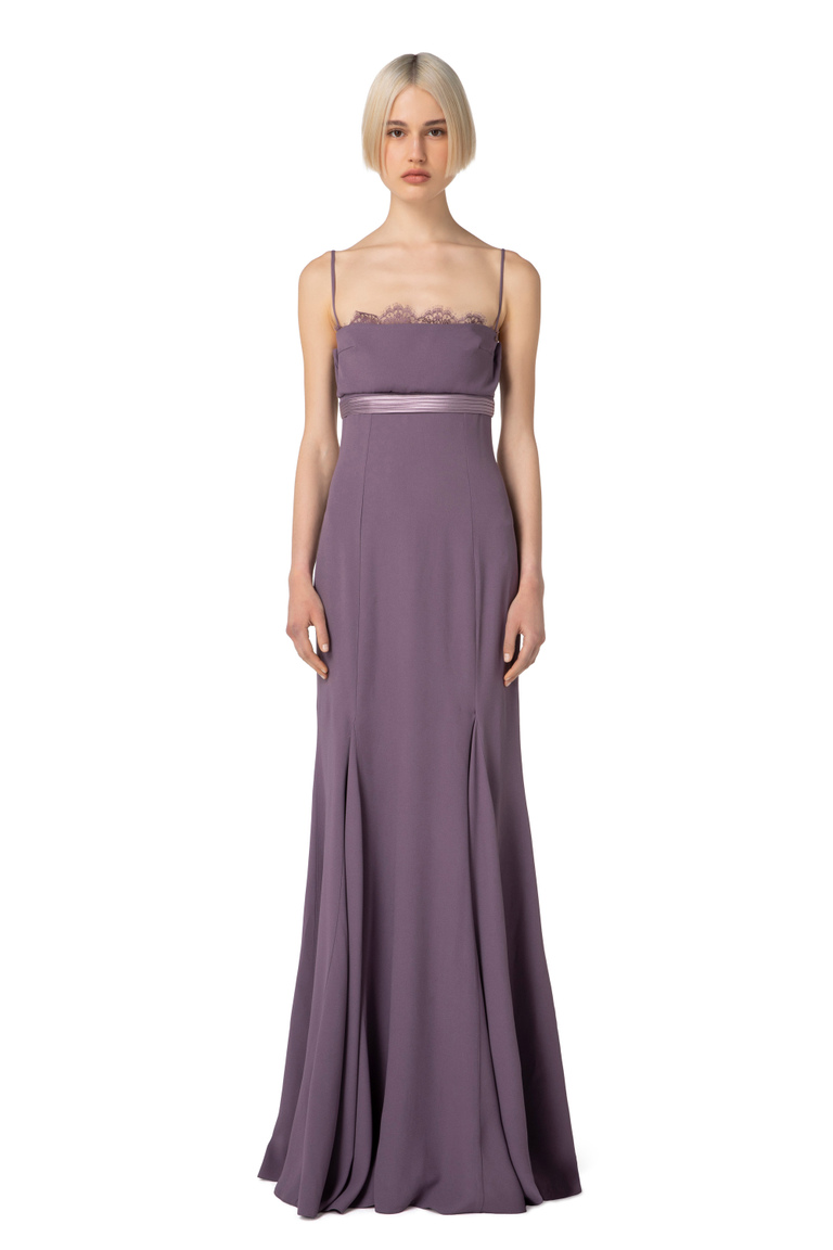 Satin Red Carpet dress with lace inserts - Apparel | Elisabetta Franchi® Outlet