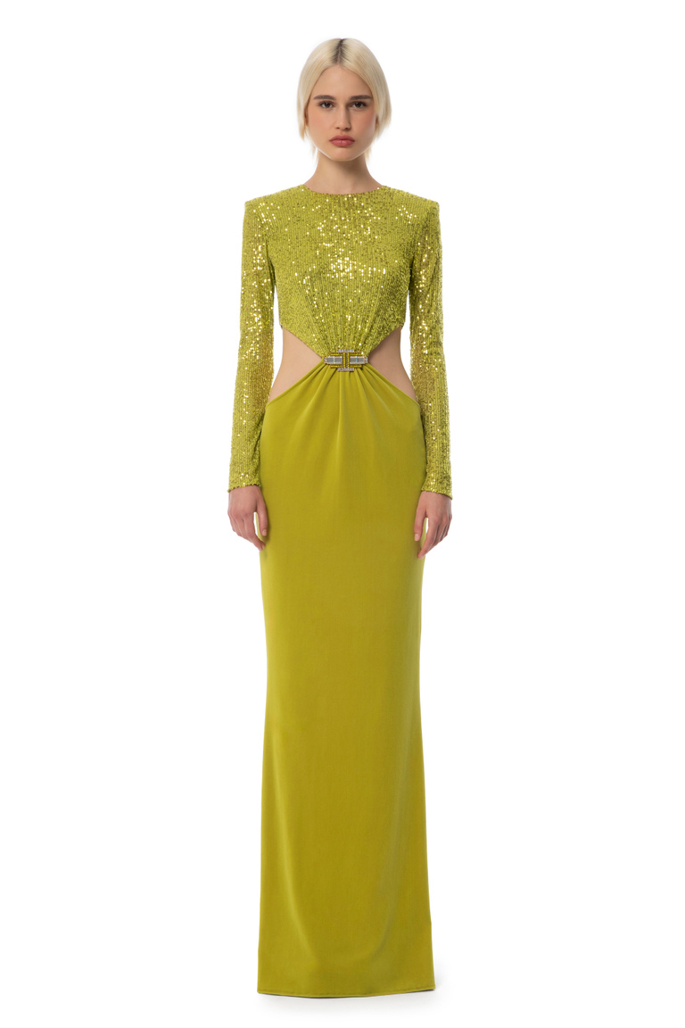 Red Carpet dress in sequins and velvet fabric - New collection | Elisabetta Franchi® Outlet