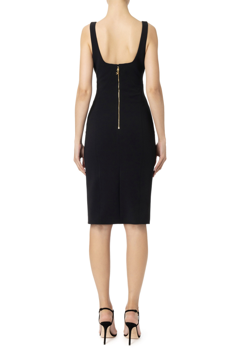 Abito a tubino smanicato con placca logo in vita - Abiti & Tute | Elisabetta Franchi® Outlet