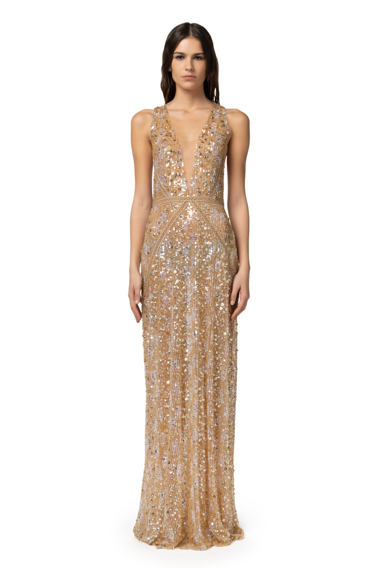 Red Carpet sequins dress with hemstitch embroideries - Red Carpet | Elisabetta Franchi® Outlet