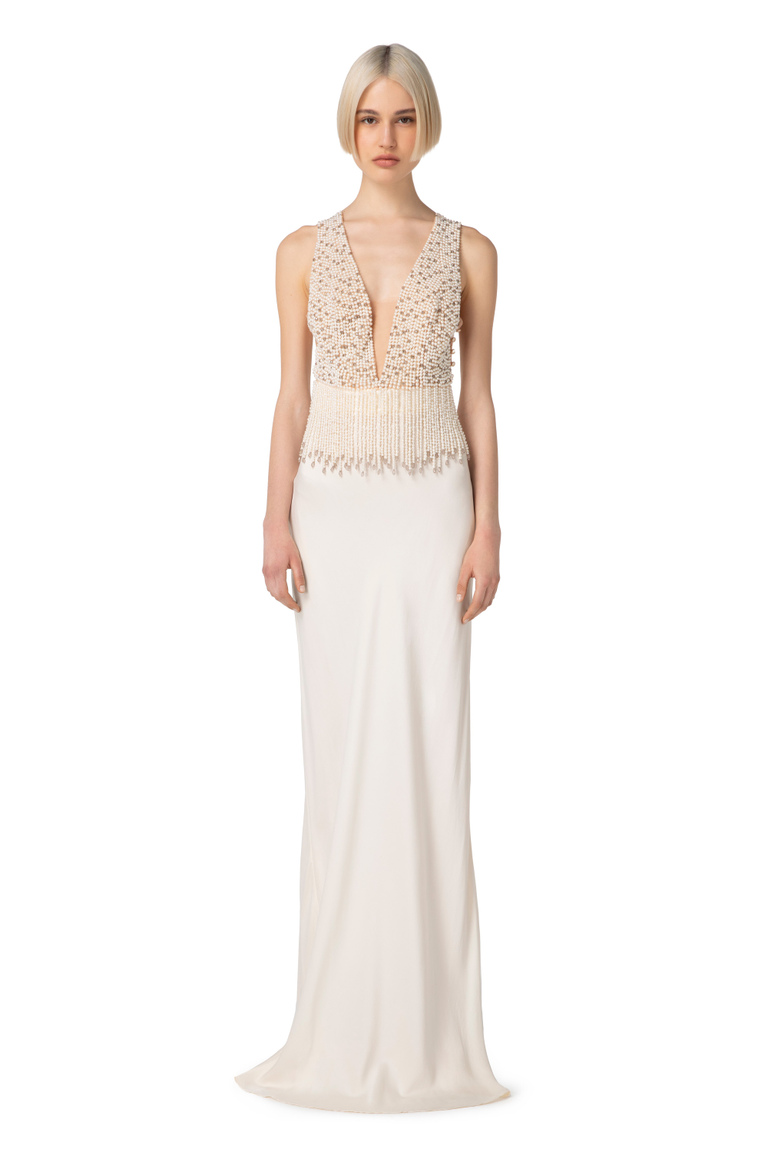 Red Carpet silk dress with embroidered bodice - Red Carpet | Elisabetta Franchi® Outlet