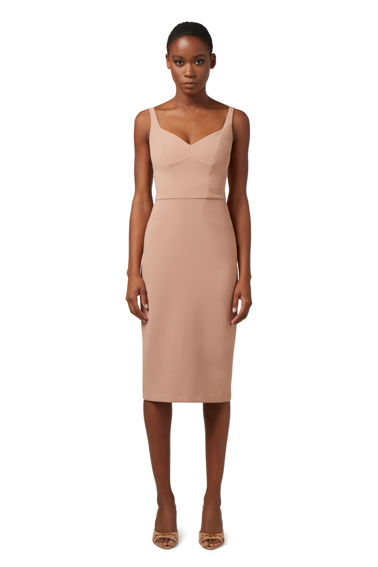 Sheath dress in stretch crêpe fabric with zip - Midi Dress | Elisabetta Franchi® Outlet