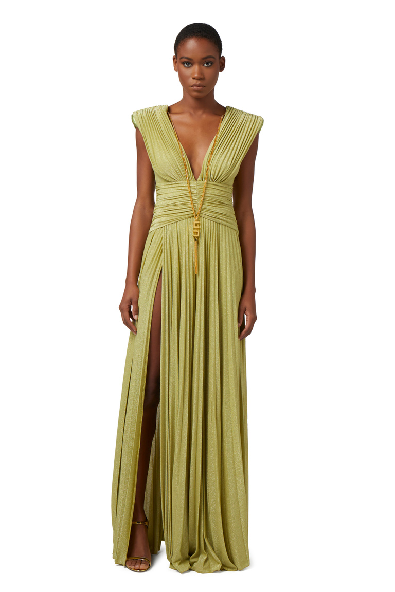 Red carpet dress in lurex jersey with necklace - Dresses | Elisabetta Franchi® Outlet