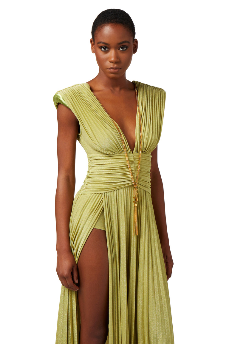 Red carpet dress in lurex jersey with necklace - Red Carpet | Elisabetta Franchi® Outlet