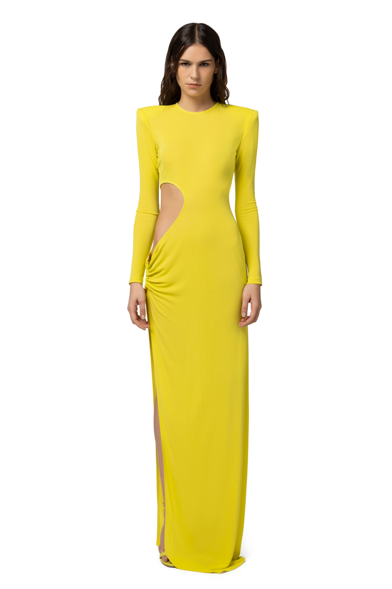 Red carpet dress in draped jersey with cut-out - Apparel | Elisabetta Franchi® Outlet