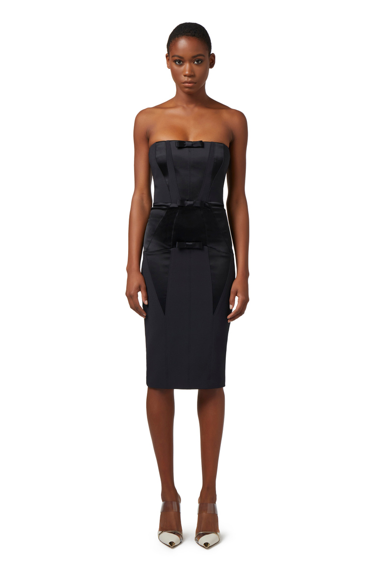 Midi dress in crêpe fabric with satin bows - Midi Dress | Elisabetta Franchi® Outlet