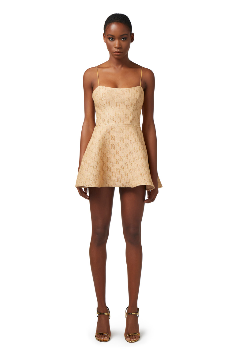 Miniabito in rafia jacquard con logo lurex - Mini abiti | Elisabetta Franchi® Outlet