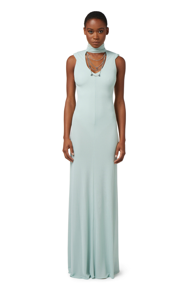 Jersey red carpet dress with cut-out and necklace - Red Carpet | Elisabetta Franchi® Outlet