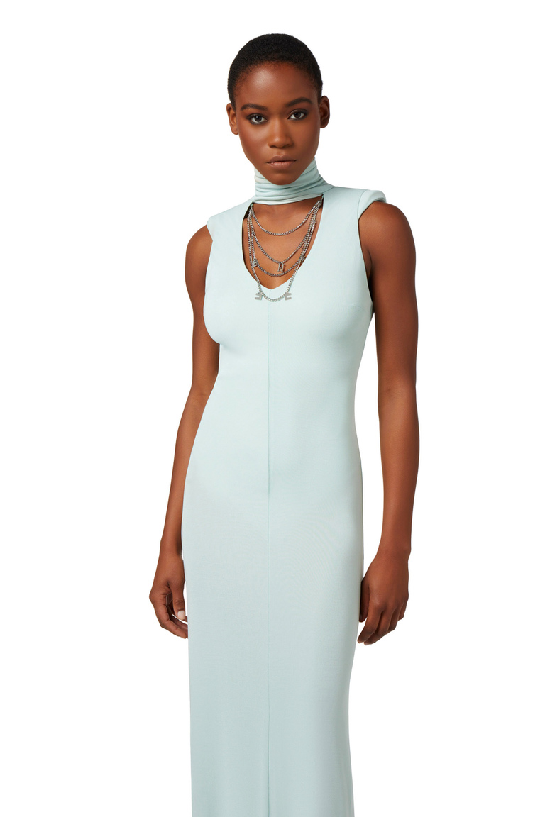 Jersey red carpet dress with cut-out and necklace - Red Carpet | Elisabetta Franchi® Outlet