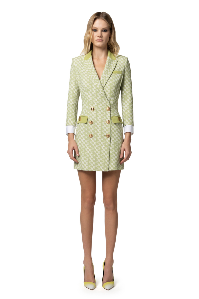 Coat dress in stretch crêpe fabric with logo print - Dresses | Elisabetta Franchi® Outlet