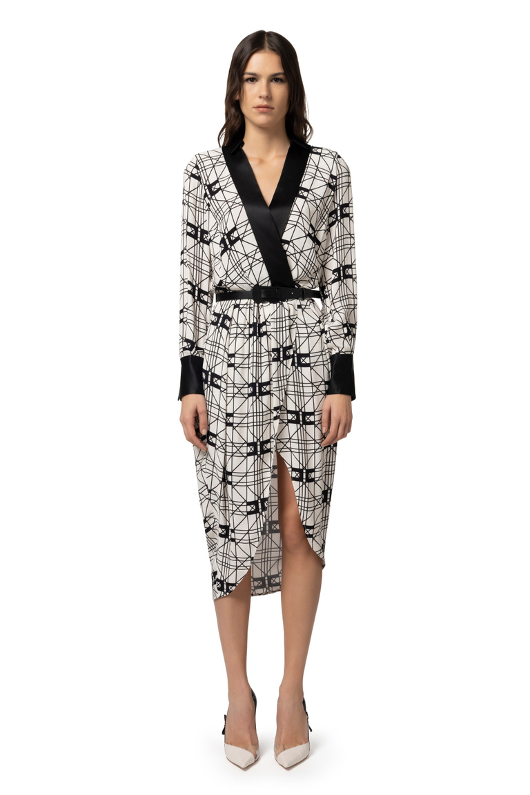 Midi wraparound dress in printed viscose georgette fabric - Midi Dress | Elisabetta Franchi® Outlet
