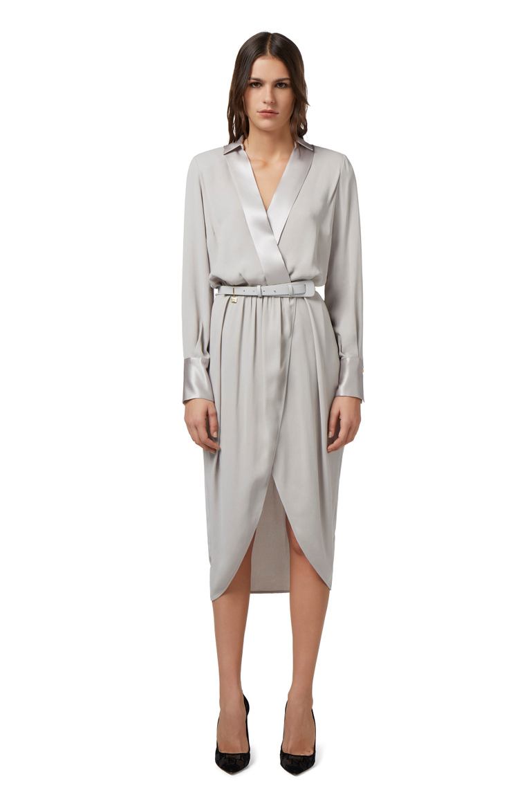 Midi wraparound dress in viscose georgette fabric - Midi Dress | Elisabetta Franchi® Outlet