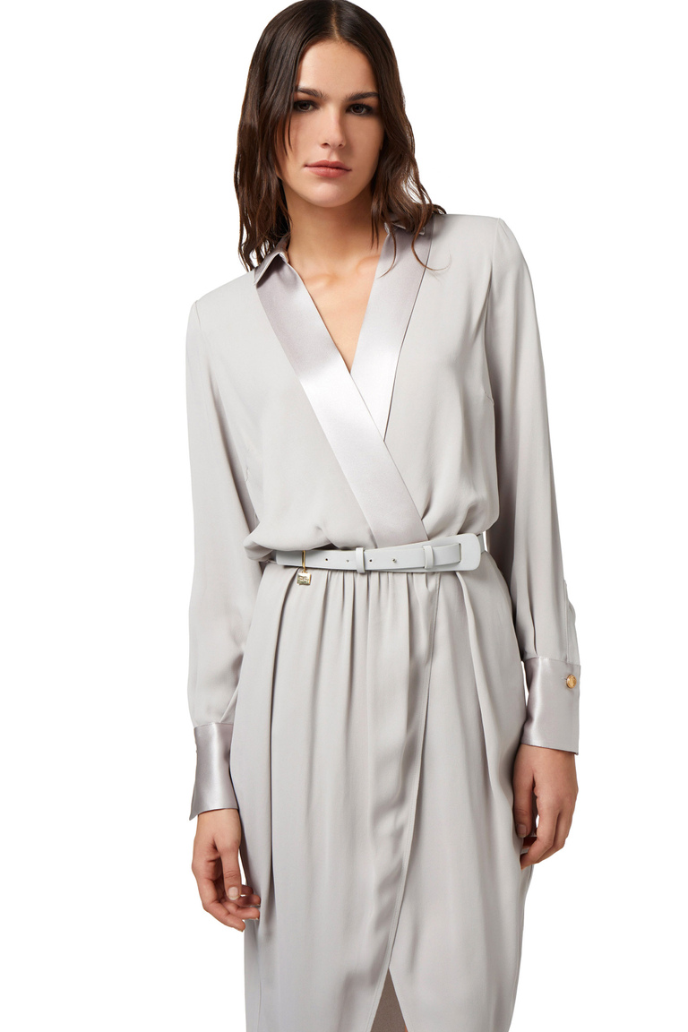 Abito midi a portafoglio in georgette di viscosa - Abiti midi | Elisabetta Franchi® Outlet