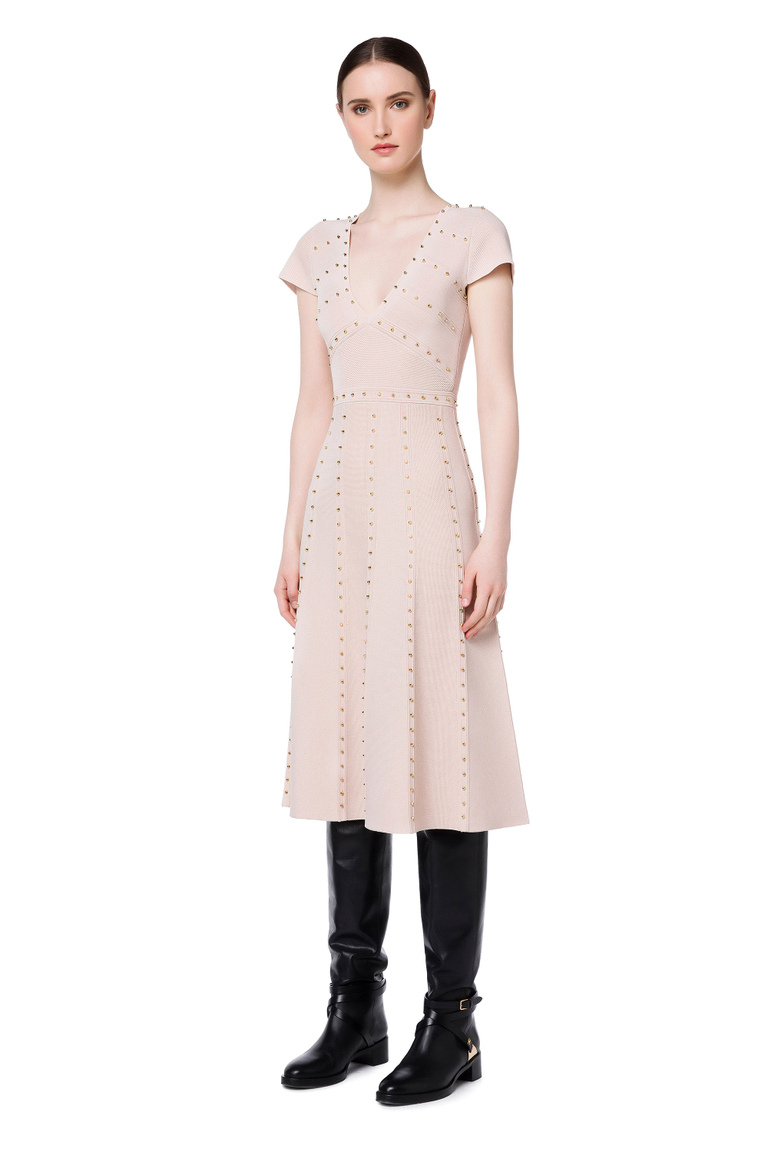 Mini dress with small gold studs - Knitted Dresses | Elisabetta Franchi® Outlet