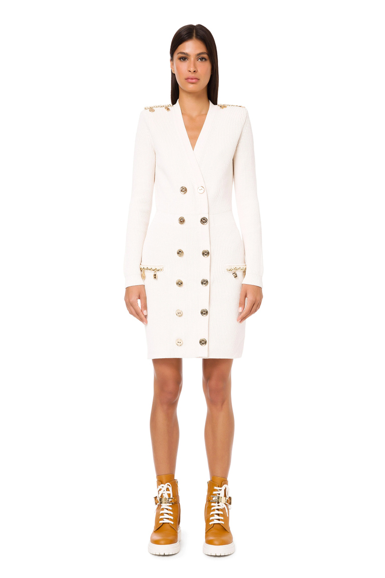 Robe manteau dress in knit fabric with safari charms - New Arrivals | Elisabetta Franchi® Outlet