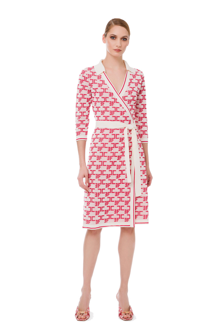 Monogram lettering dress with sash - Clothing | Elisabetta Franchi® Outlet