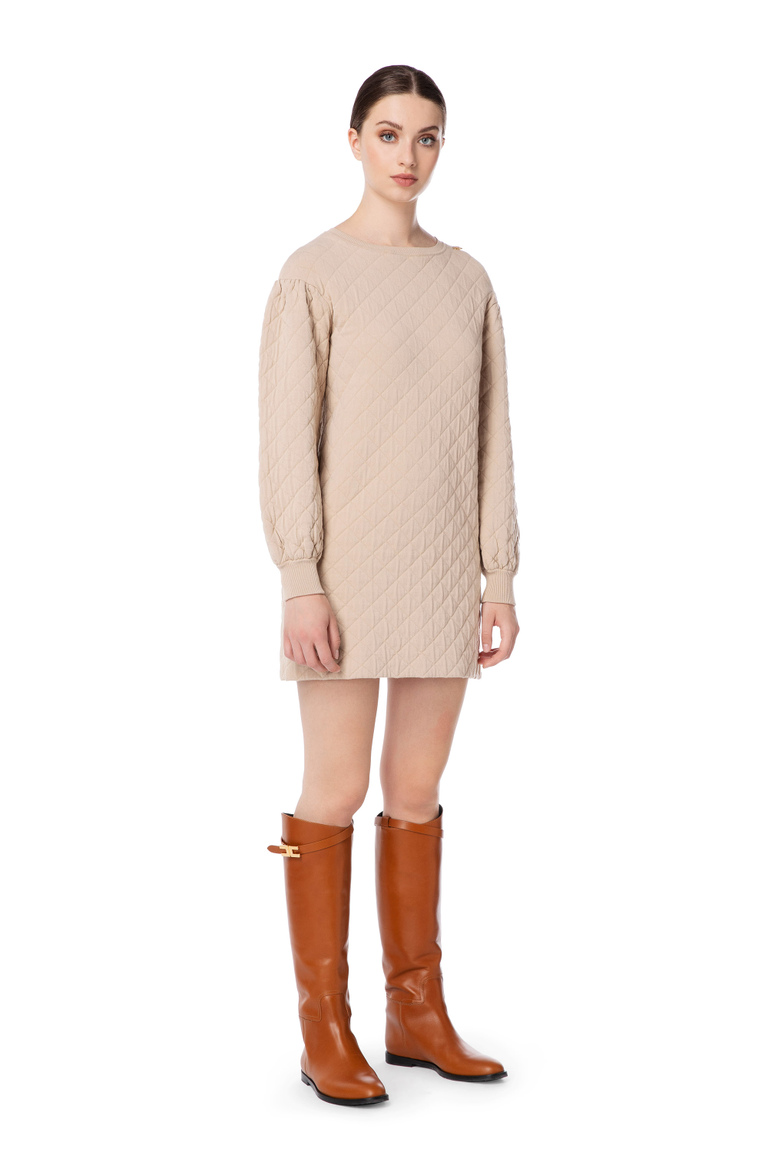 Quilted dress with puff sleeves - Knitted Dresses | Elisabetta Franchi® Outlet