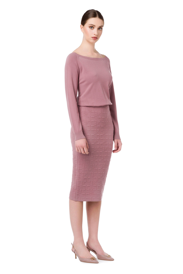 Embossed monogram suit - Knitted Dresses | Elisabetta Franchi® Outlet
