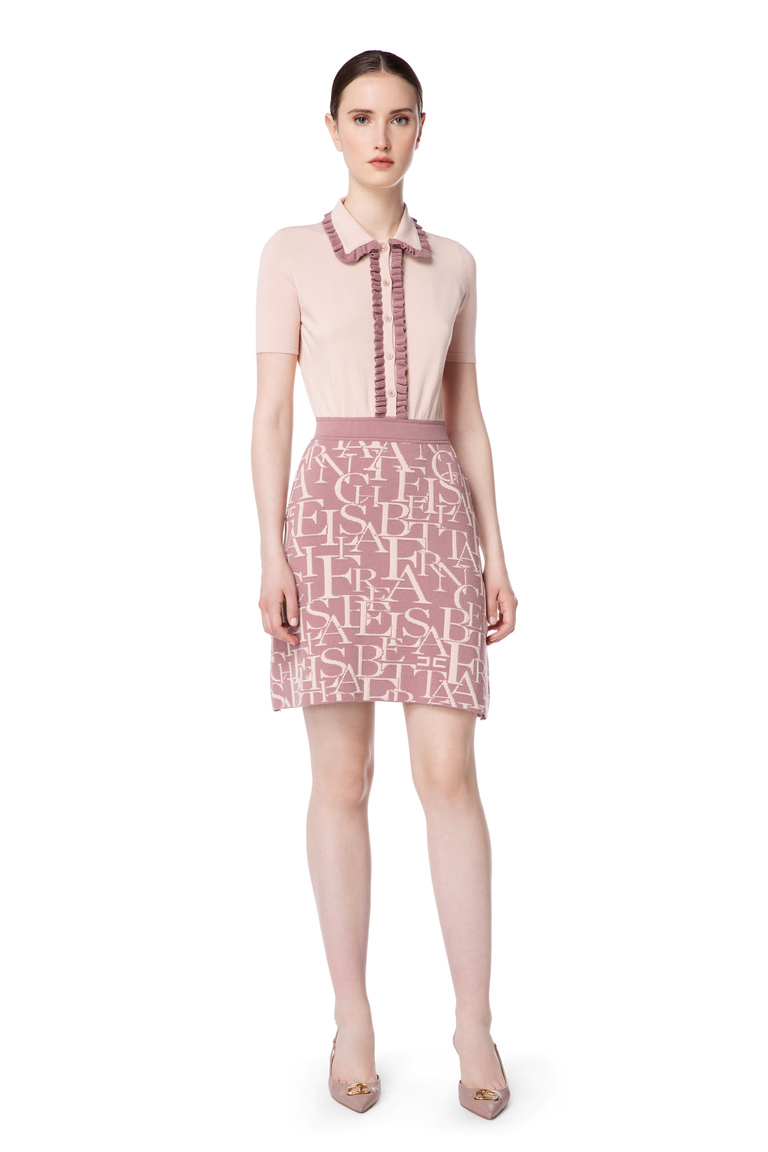 Mini dress in jaquard lettering logo - Knitted Dresses | Elisabetta Franchi® Outlet