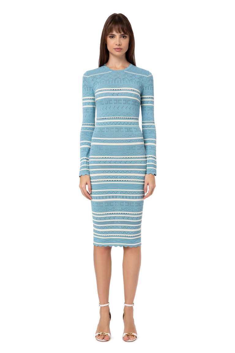 Crochet calf-length dress - Knitted dresses | Elisabetta Franchi® Outlet