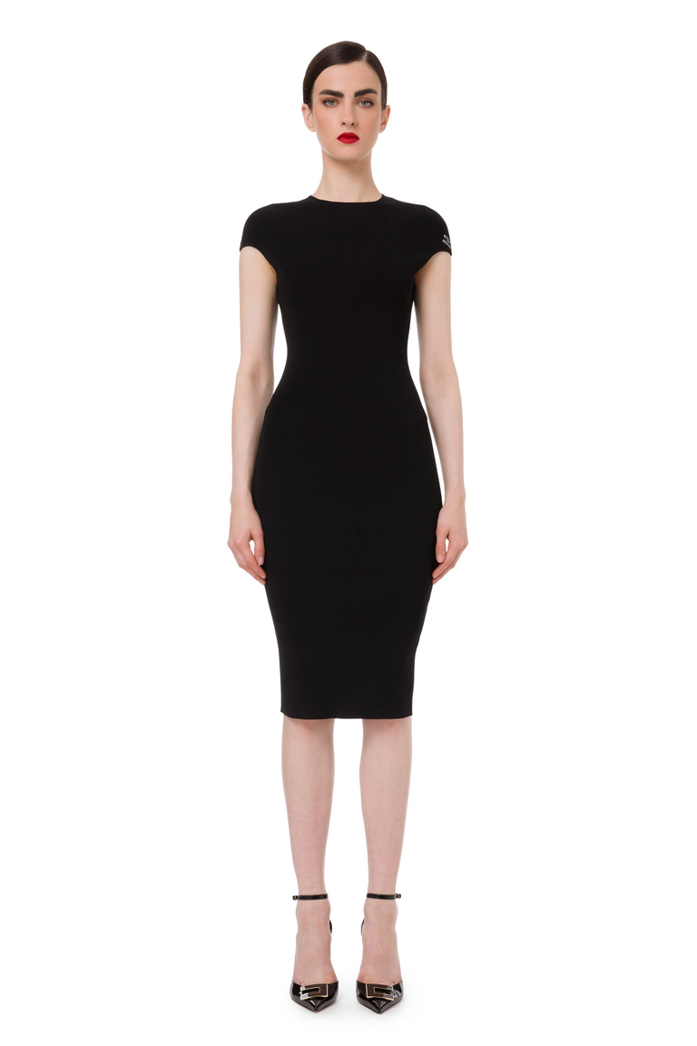Calf-length dress with crew neck and crossed back - Midi Dress | Elisabetta Franchi® Outlet