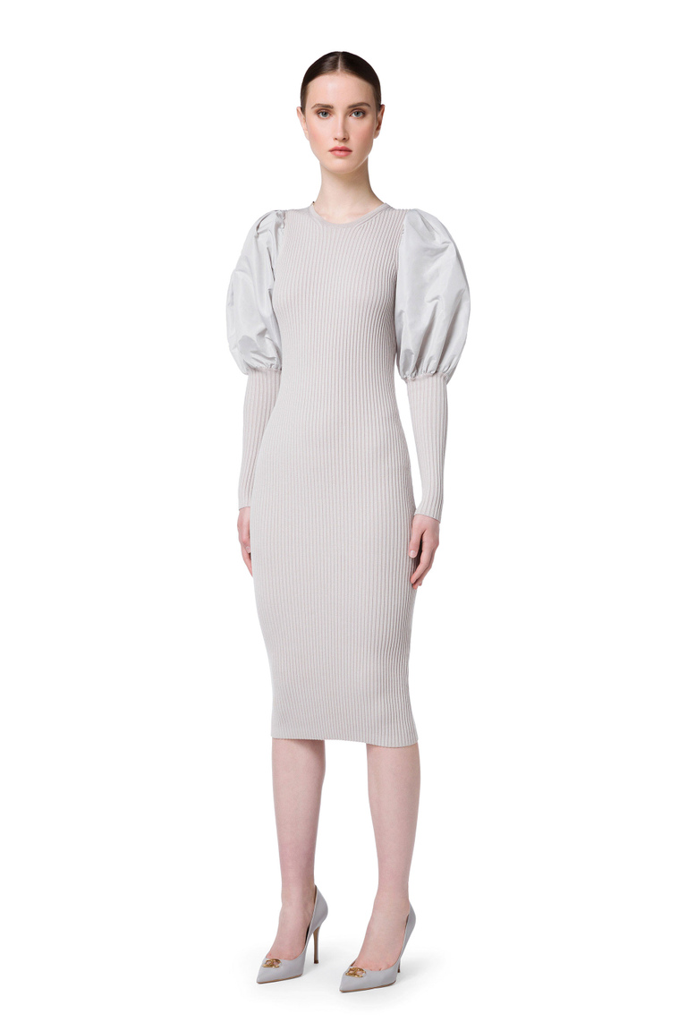 Knit pencil dress with balloon sleeves - Knitted Dresses | Elisabetta Franchi® Outlet