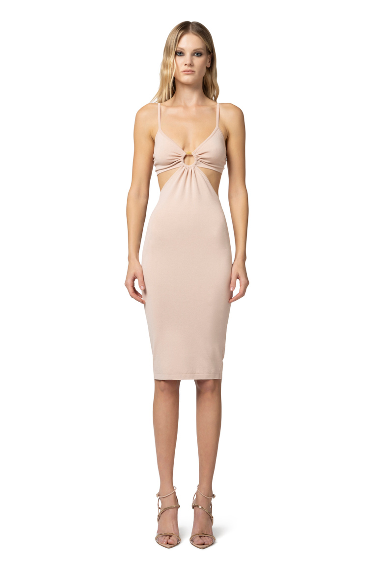 Midi-Kleid aus Viskose mit Ring - Midikleider | Elisabetta Franchi® Outlet