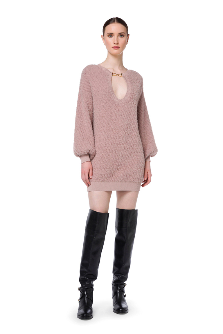 Boxy wool blend mini dress - Knitted Dresses | Elisabetta Franchi® Outlet