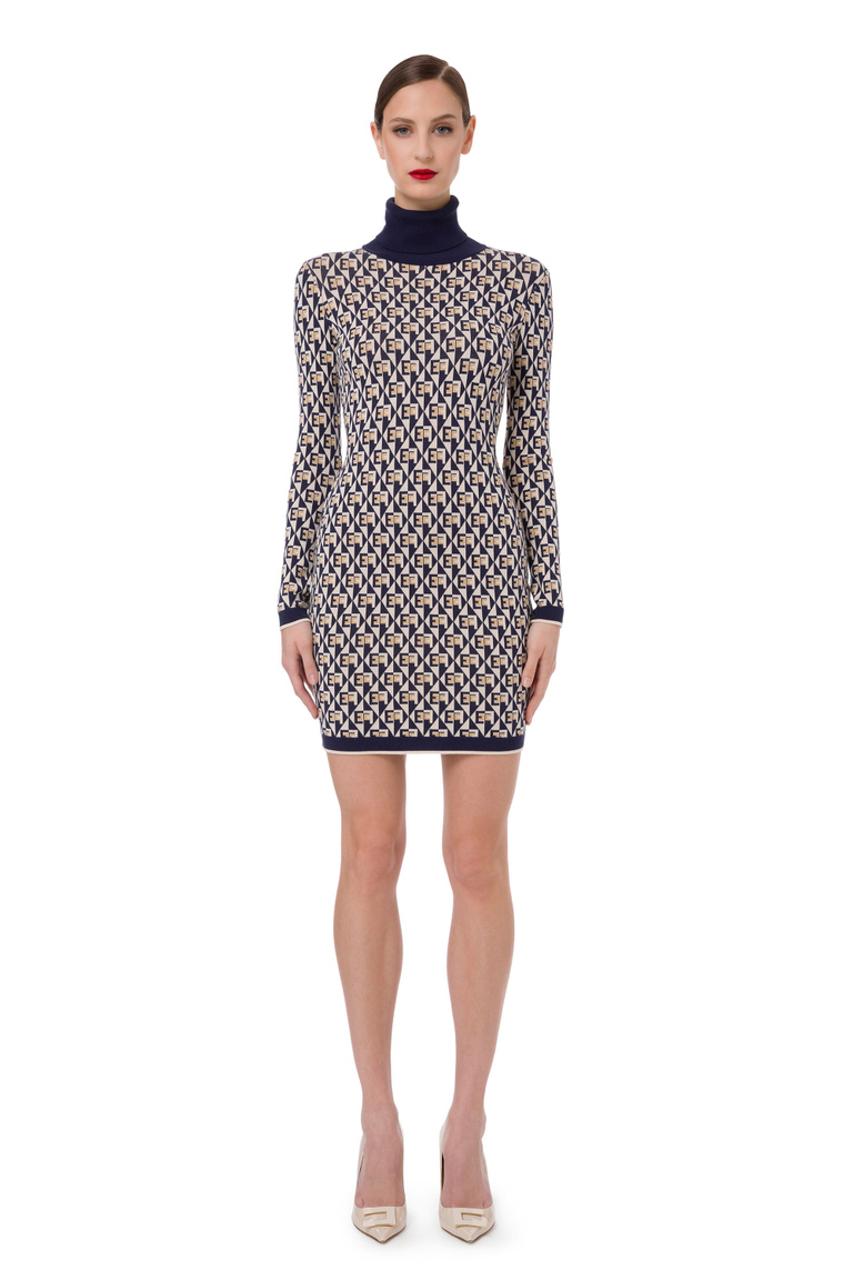 Fine rib turtle-neck midi dress - Midi Dress | Elisabetta Franchi® Outlet