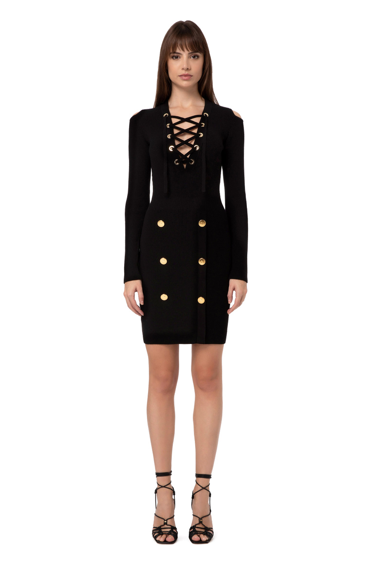 Mini dress with eyelets - Knitted dresses | Elisabetta Franchi® Outlet