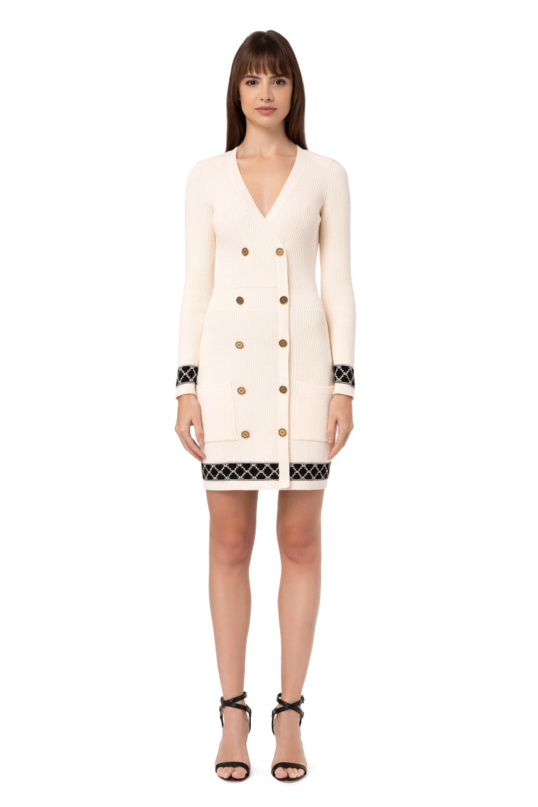 Coat dress in knit fabric - Robe Manteau | Elisabetta Franchi® Outlet