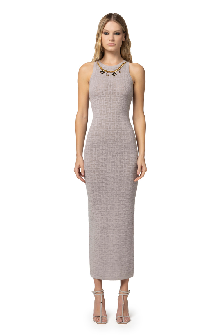 Openwork knit viscose long dress - Dresses | Elisabetta Franchi® Outlet