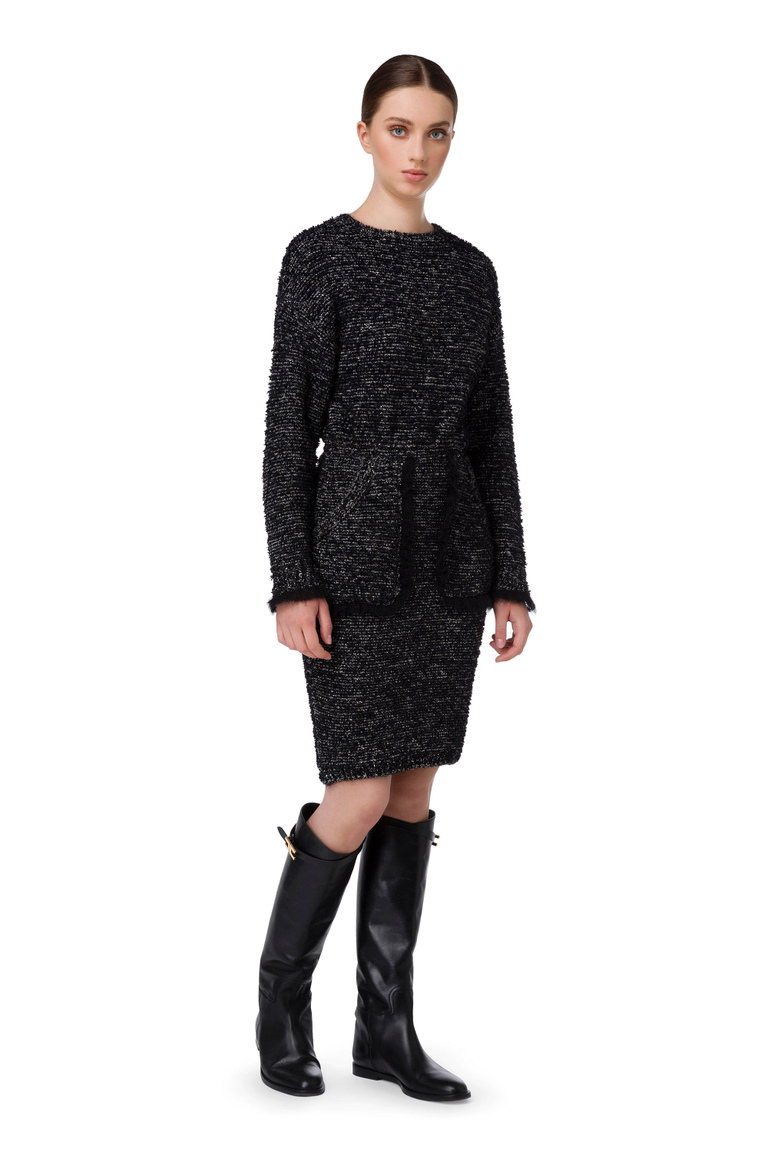 Dress in tweed fabric with maxi ruffles - Apparel | Elisabetta Franchi® Outlet