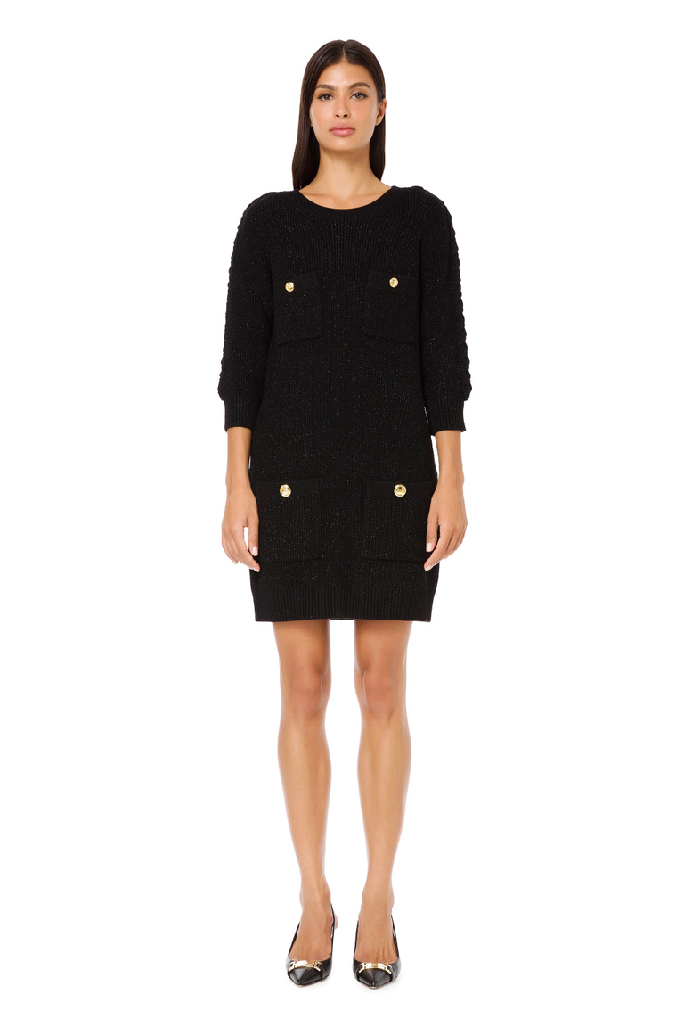 Long sleeve boxy dress with braid motif - Preview new collection | Elisabetta Franchi® Outlet