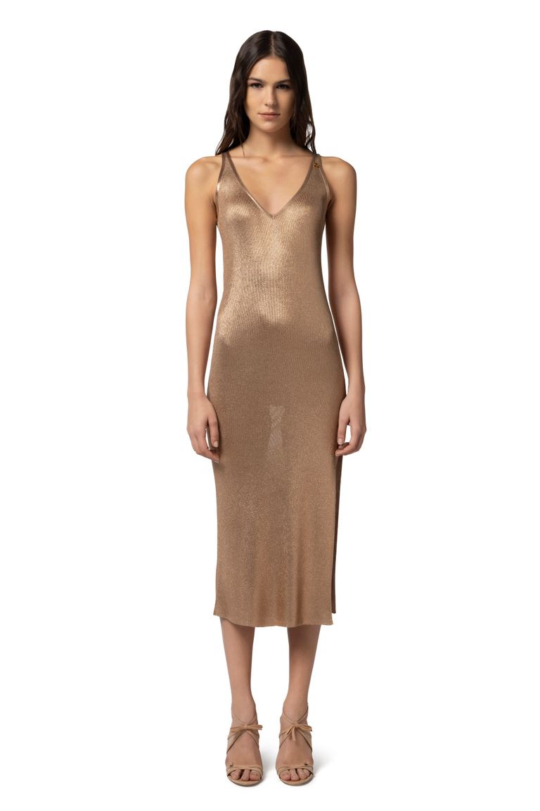 Midi dress in laminated viscose fabric with charms - Midi Dress | Elisabetta Franchi® Outlet